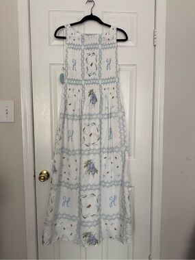 HILLHOUSE Floral Patchwork Maxi Dress with Blue Accents